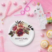 Assiettes En Carton Mariage d'aquarelle florale de la chute d'orange b (Fête)