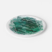 Assiettes En Carton Mariage d'aquarelle géométrique Emerald Green (Angle)
