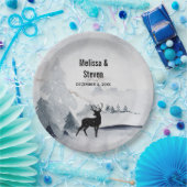 Assiettes En Carton Mariage d'aquarelle gris-rustique (Fête)