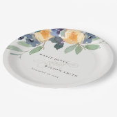 Assiettes En Carton Mariage d'aquarelle jaune bleu joyeux (Angle)