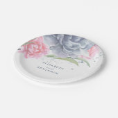 Assiettes En Carton Mariage d'aquarelle rose et bleu-duvet (Angle)