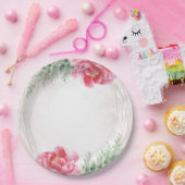 Assiettes En Carton Mariage d'aquarelle rose vif (Fête)