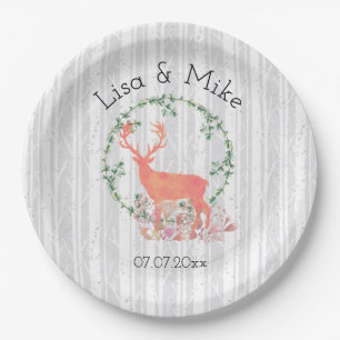 Assiettes En Carton Mariage d'aquarelle Russe Reindeer Boho