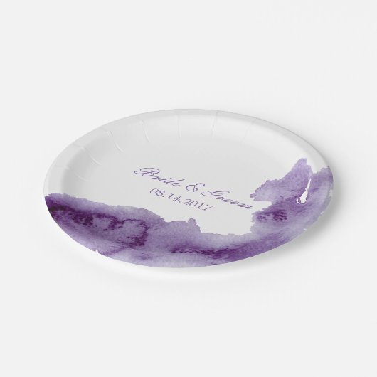 Assiettes En Carton Mariage d'aquarelle ultra violet élégant (Angle)