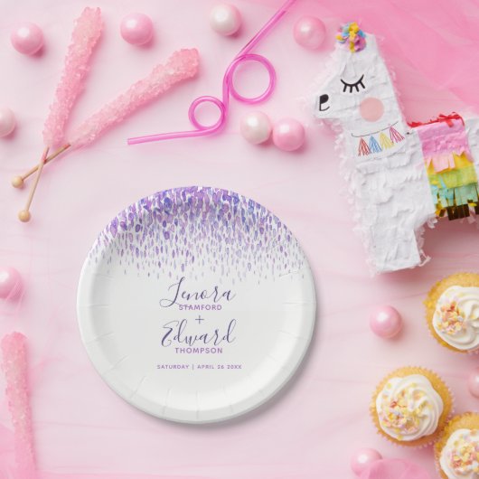 Assiettes En Carton Mariage d'aquarelle violet en cascade (Fête)