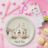 Assiettes En Carton Mariage d'aquarelle White Church (Fête)