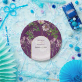 Assiettes En Carton Mariage d'arc doré fleuri violet (Fête)