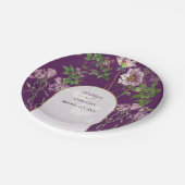 Assiettes En Carton Mariage d'arc doré fleuri violet (Angle)