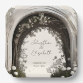 Assiettes En Carton Mariage d'arche botanique romantique (Recto)