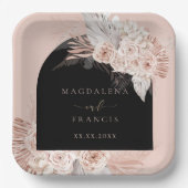 Assiettes En Carton mariage d'arche noire fleurie boho (Recto)