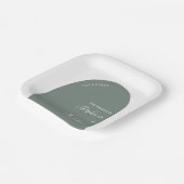 Assiettes En Carton Mariage d'arche verte et blanche Sage (Angulaire)