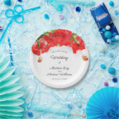 Assiettes En Carton Mariage d'art Exotique Rouge Hibiscus (Fête)