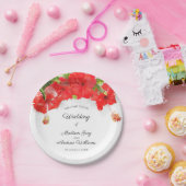 Assiettes En Carton Mariage d'art Exotique Rouge Hibiscus (Fête)