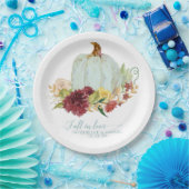 Assiettes En Carton Mariage d'automne Aqua Blue Citrouille Floral (Fête)