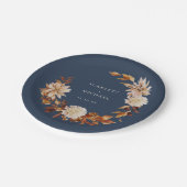 Assiettes En Carton Mariage d'automne bleu marine (Angle)
