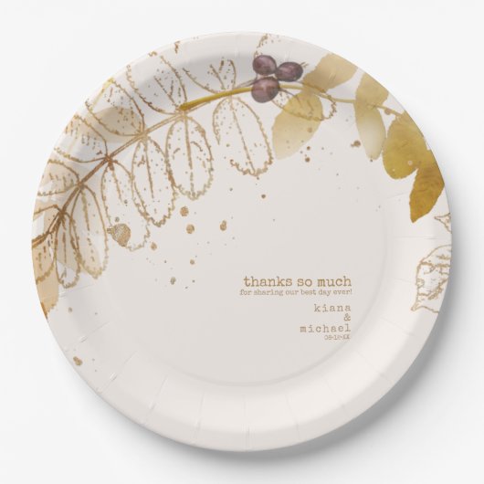 Assiettes En Carton Mariage d'automne d'or ID655 (Devant)