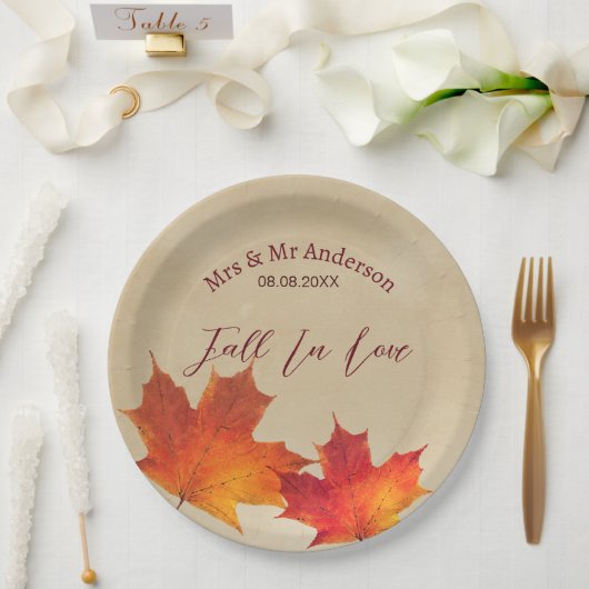 Assiettes En Carton Mariage d'automne feuilles de tomber Orange rustiq (Mariage)