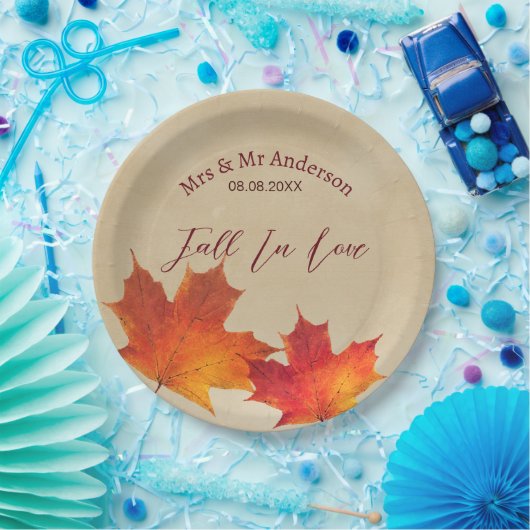 Assiettes En Carton Mariage d'automne feuilles de tomber Orange rustiq (Fête)