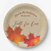 Assiettes En Carton Mariage d'automne feuilles de tomber Orange rustiq (Devant)