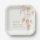 Assiettes En Carton Mariage de automne d'aquarelle de baies d'herbes c (Recto)