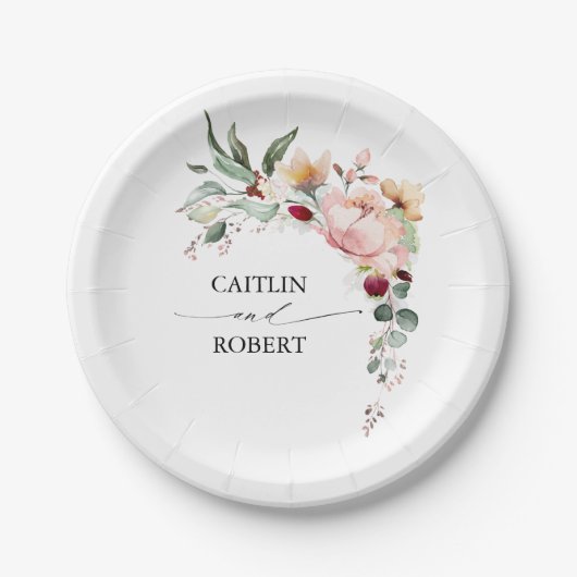 Assiettes En Carton Mariage de automne de fleurs rustiques (Devant)