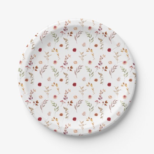 Assiettes En Carton Mariage de automne de fleurs séchées Boho Burgundy (Devant)