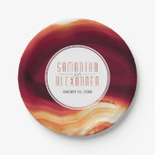 Assiettes En Carton Mariage de automne moderne de géode rouge (Devant)