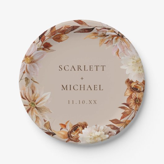 Assiettes En Carton Mariage de automne rustique (Devant)