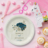 Assiettes En Carton mariage de botanique turquoise bleu beige (Fête)