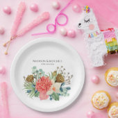 Assiettes En Carton Mariage de bouquet Fleur sauvage Boho rose (Fête)