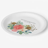 Assiettes En Carton Mariage de bouquet Fleur sauvage Boho rose (Angle)