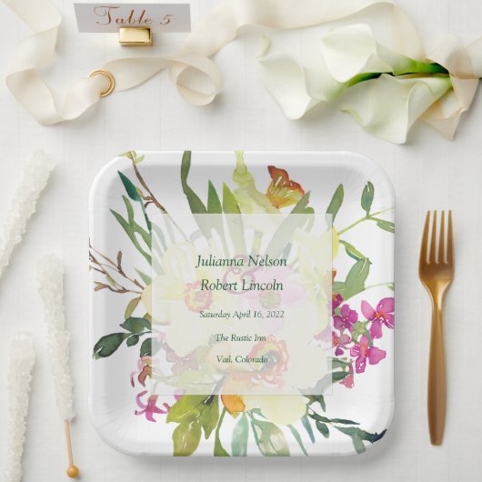 Assiettes En Carton Mariage de bouquet jonquille de printemps (Mariage)