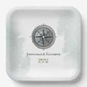 Assiettes En Carton Mariage de boussole marine vintage (Recto)