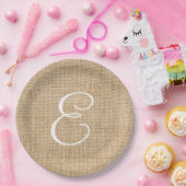 Assiettes En Carton Mariage de Burlap rustique Monogramme simple (Fête)