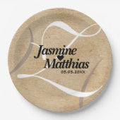 Assiettes En Carton Mariage de Burlap Vintage rustique (Devant)