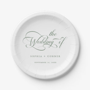 Assiettes En Carton Mariage de calligraphie classique romantique Sage 