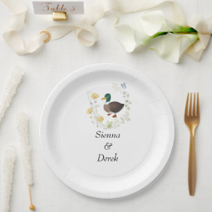 Assiettes En Carton Mariage de canard colvert fleur sauvage