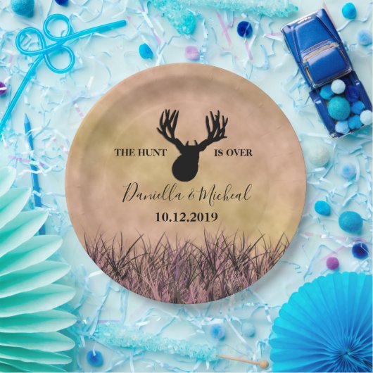 Assiettes En Carton Mariage de chasse du cerf Silhouette (Fête)