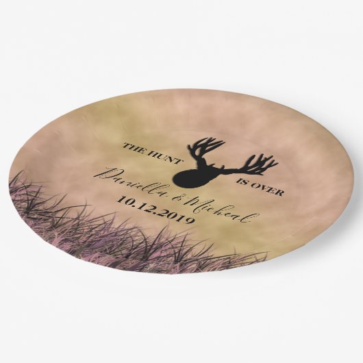 Assiettes En Carton Mariage de chasse du cerf Silhouette (Angle)