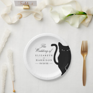 Assiettes En Carton Mariage de chat noir Whimsical moderne