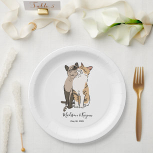 Assiettes En Carton Mariage de chats mignons