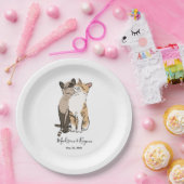 Assiettes En Carton Mariage de chats mignons (Fête)