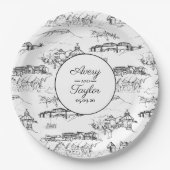 Assiettes En Carton Mariage de Chattanooga Toile Noir et Blanc (Devant)