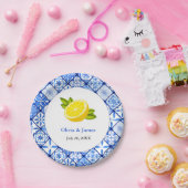 Assiettes En Carton Mariage de citron bleu méditerranéen italien (Fête)