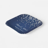 Assiettes En Carton Mariage de couple en denim bleu et perles de diama (Angulaire)