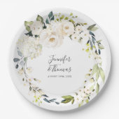 Assiettes En Carton Mariage de courme d'aquarelle blanche (Devant)