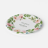 Assiettes En Carton Mariage de couronnes à fleurs rose pâle (Angle)