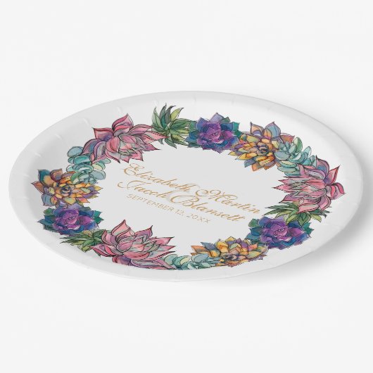 Assiettes En Carton Mariage de courroie hydrofuge Succulent (Angle)