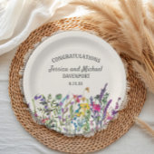 Assiettes En Carton Mariage de crème Fleur sauvage aquarelle