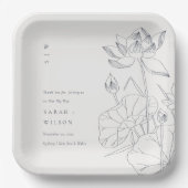 Assiettes En Carton Mariage de croquis floral Nénuphar minimal (Recto)